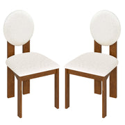 Sherpa Dining Chairs Set of 2 with Rubber Wood Legs for Living Room Restaurant-White-Dining Chairs-DECOROLALA