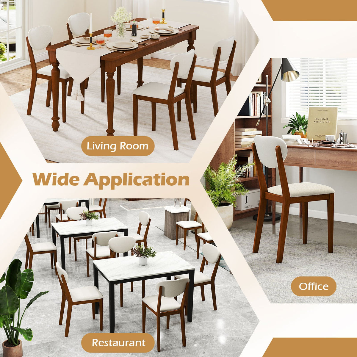 Sherpa Dining Chairs Set of 4 with Rubber Wood Legs for Dining Room-Walnut-Dining Chairs-DECOROLALA