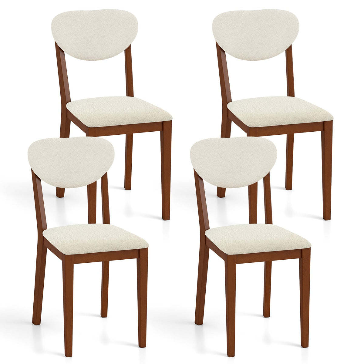 Sherpa Dining Chairs Set of 4 with Rubber Wood Legs for Dining Room-Walnut-Dining Chairs-DECOROLALA