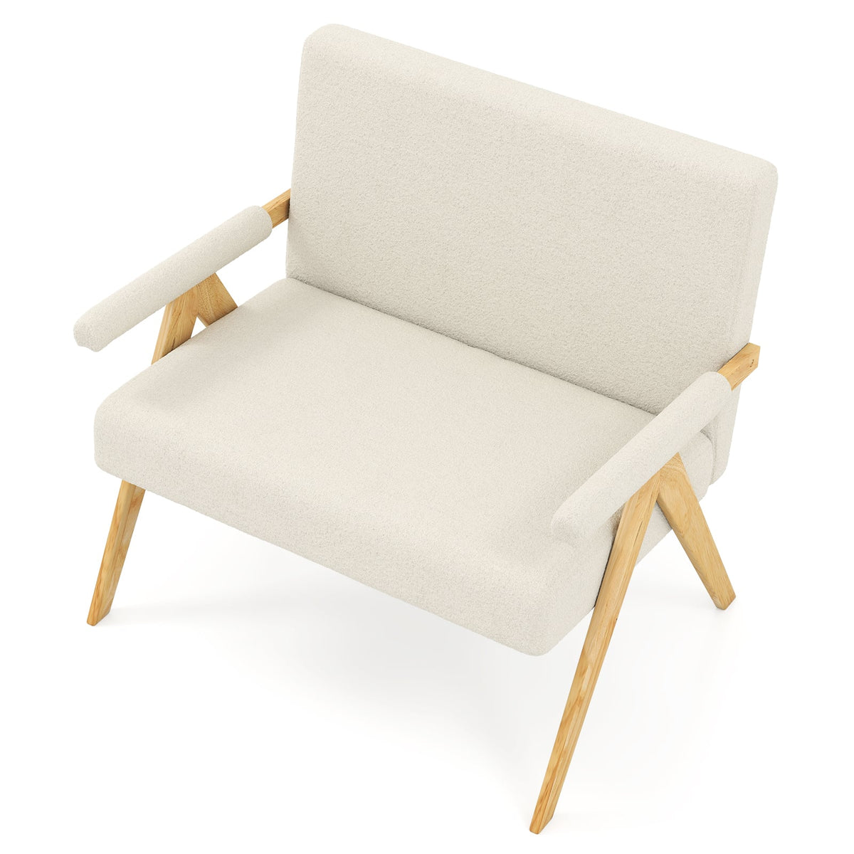 Sherpa Fabric Loveseat Sofa - Beige Small Space Couch-Sofas & Loveseats-DECOROLALA