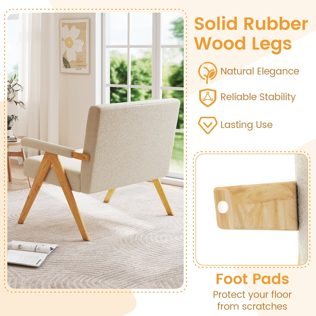 Sherpa Fabric Loveseat Sofa - Beige Small Space Couch-Sofas & Loveseats-DECOROLALA