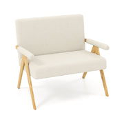 Sherpa Fabric Loveseat Sofa - Beige Small Space Couch-Sofas & Loveseats-DECOROLALA