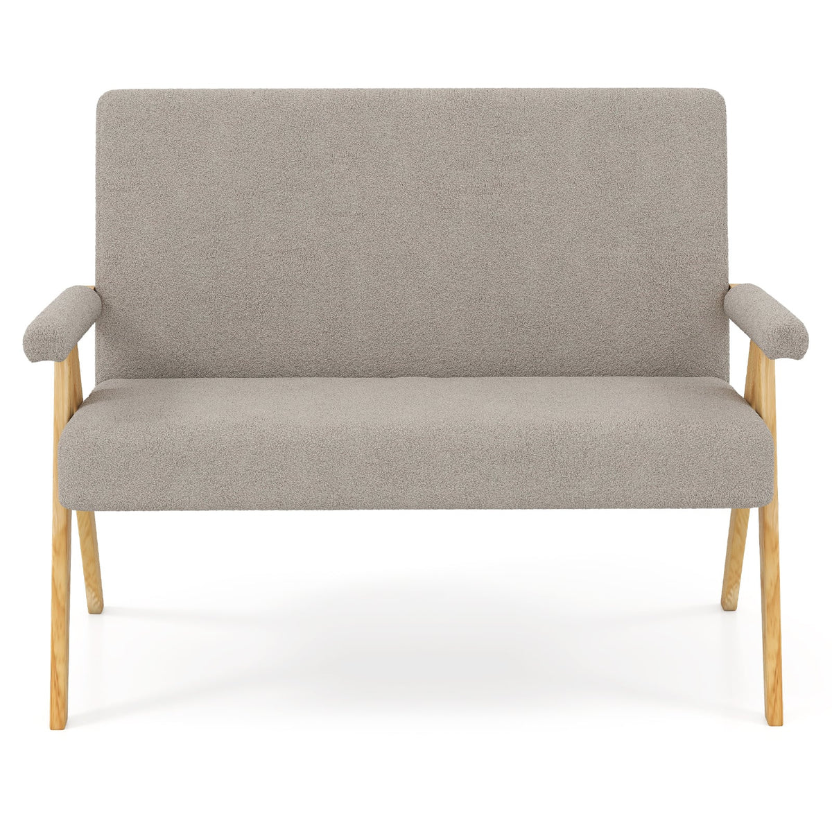 Sherpa Fabric Loveseat Sofa - Gray 47" Compact Small Space Couch-Sofas & Loveseats-DECOROLALA