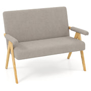 Sherpa Fabric Loveseat Sofa - Gray 47" Compact Small Space Couch-Sofas & Loveseats-DECOROLALA
