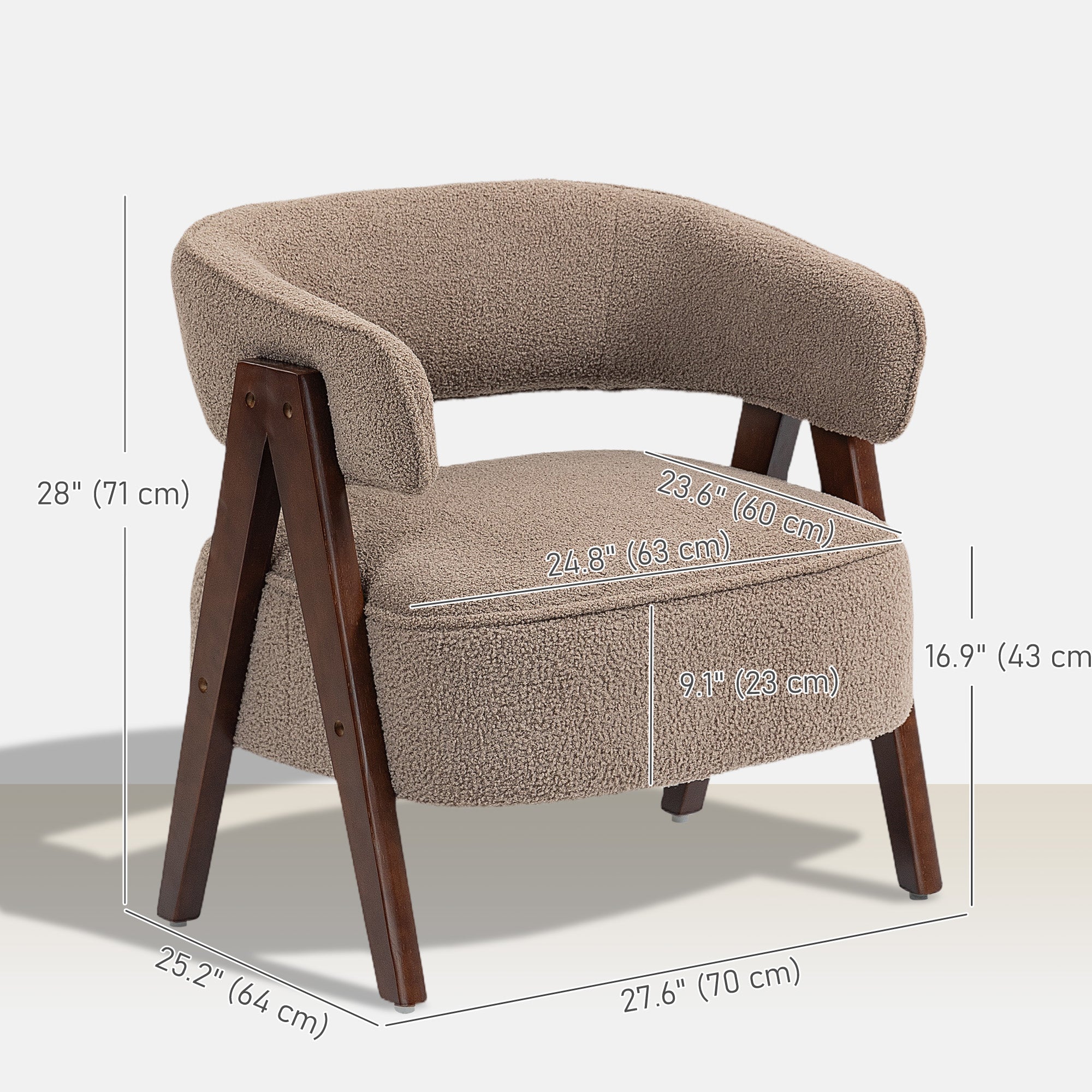 Sherpa Fleece Accent Chair - Light Brown-DECOROLALA