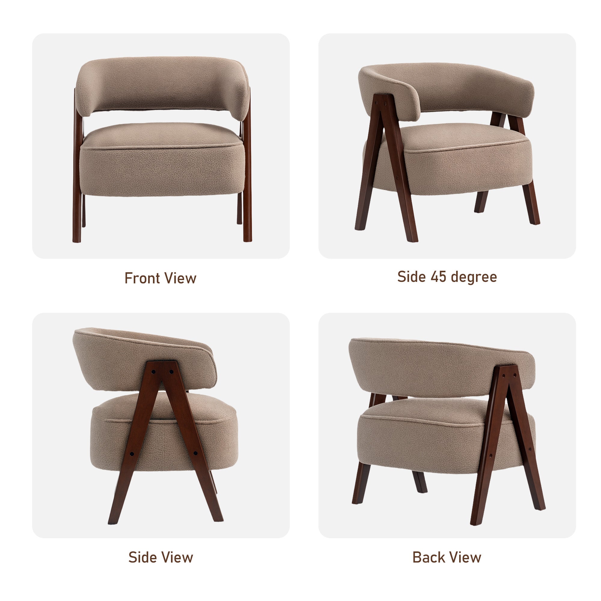 Sherpa Fleece Accent Chair - Light Brown-DECOROLALA