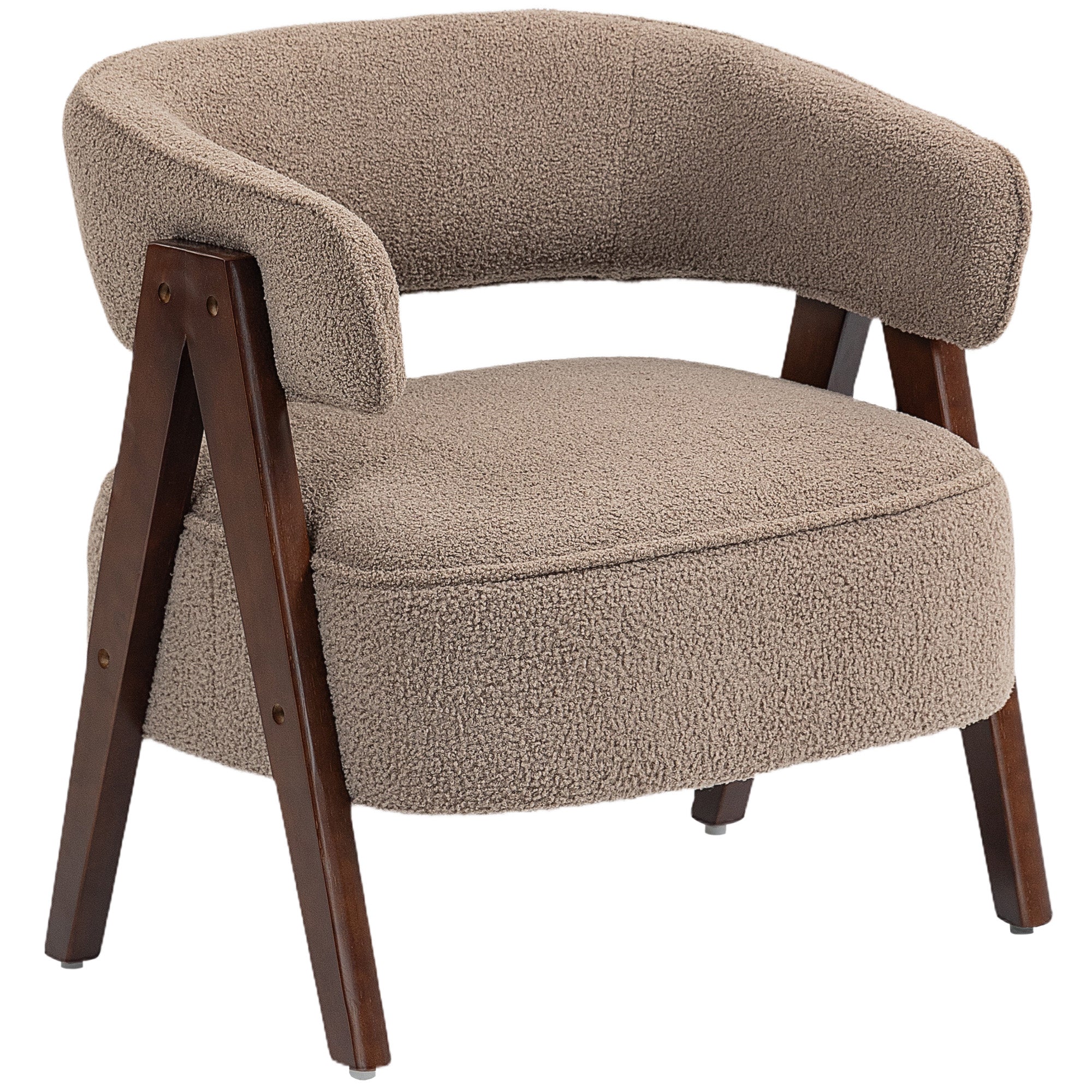 Sherpa Fleece Accent Chair - Light Brown-DECOROLALA