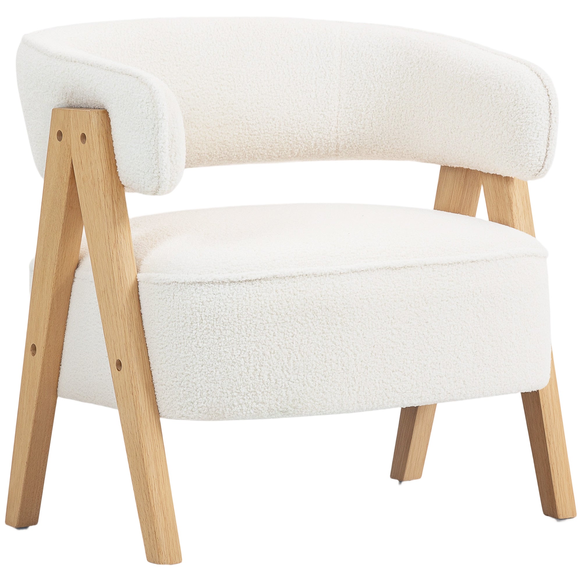 Sherpa Fleece Accent Chair White - Wood Legs-DECOROLALA
