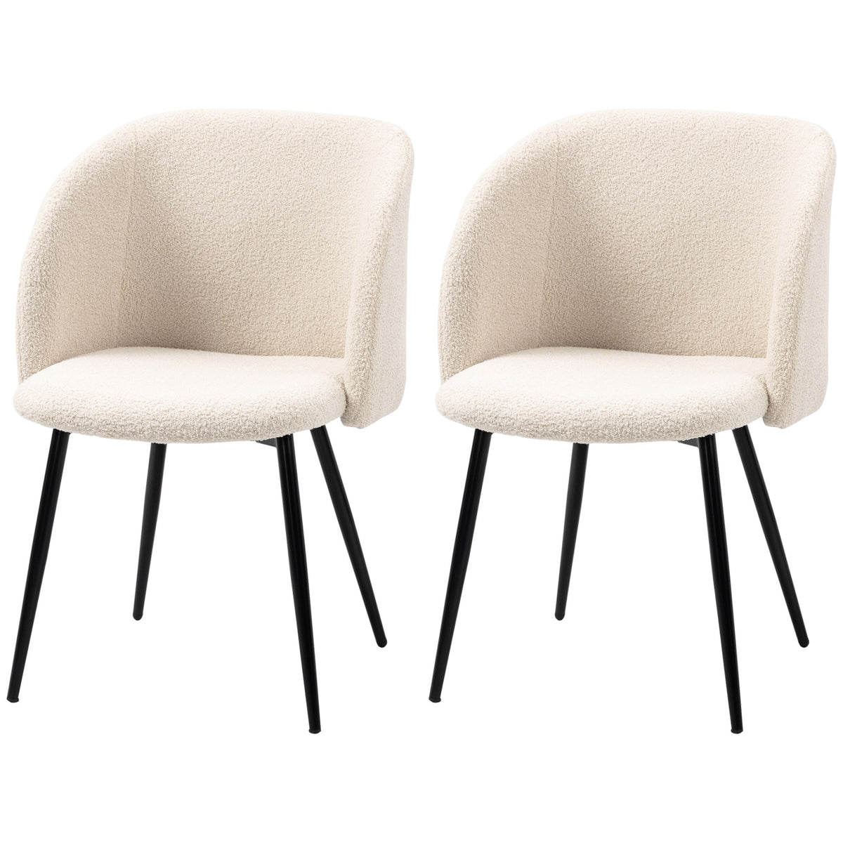 Sherpa Fleece Dining Chairs Set of 2 - Cream White-Dining Chairs-DECOROLALA