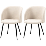Sherpa Fleece Dining Chairs Set of 2 - Cream White-DECOROLALA