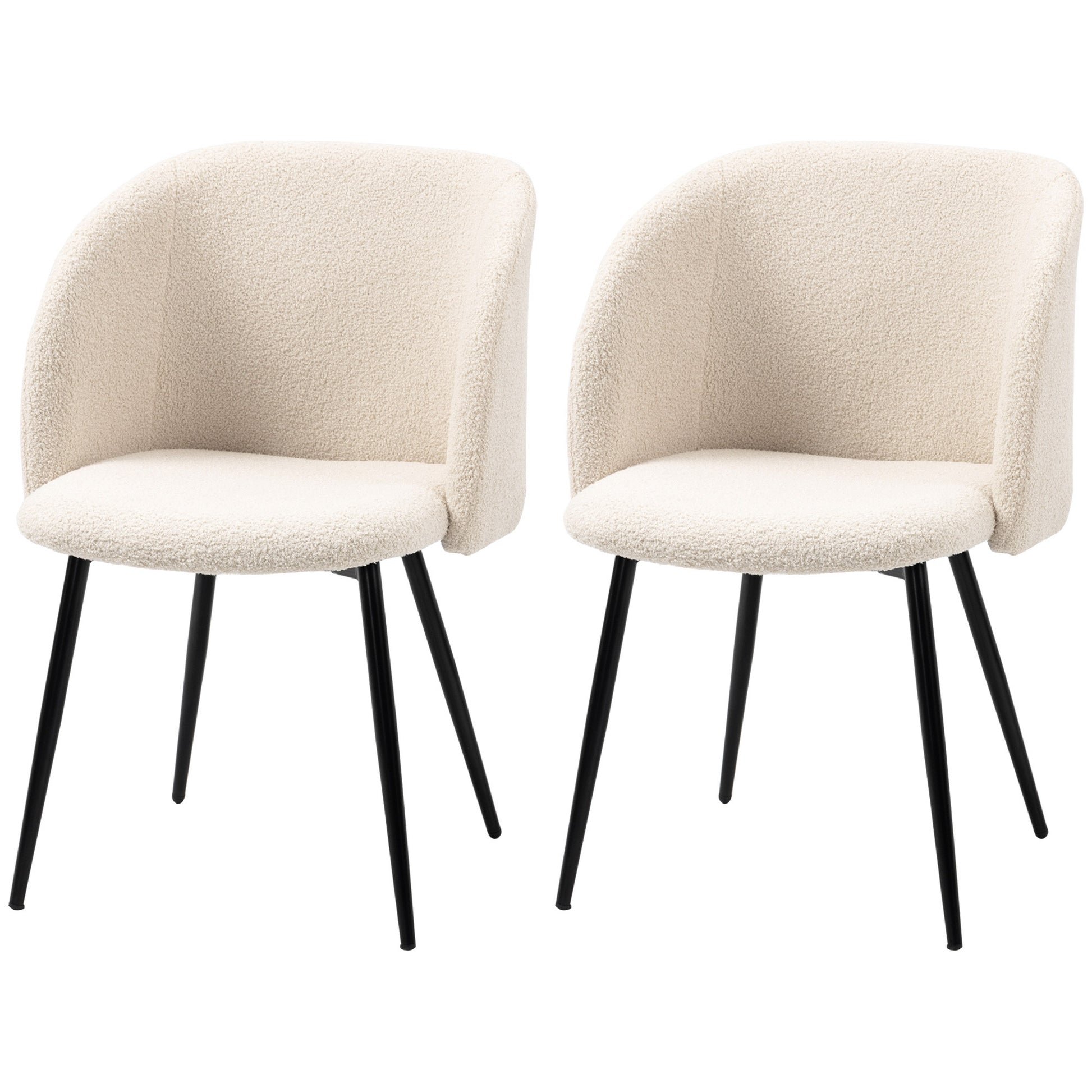 Sherpa Fleece Dining Chairs Set of 2 - Cream White-DECOROLALA