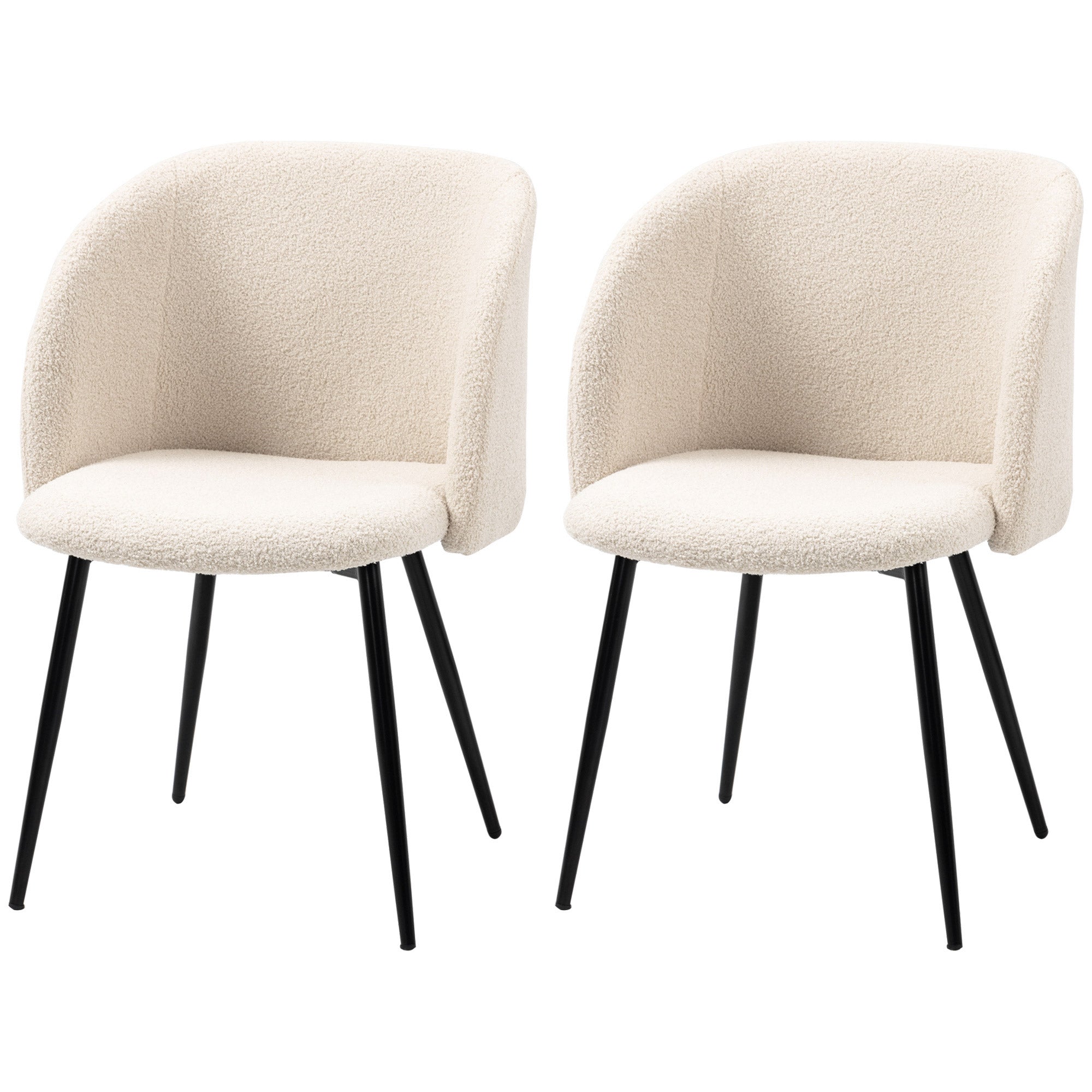 Sherpa Fleece Dining Chairs Set of 2 - Cream White-DECOROLALA