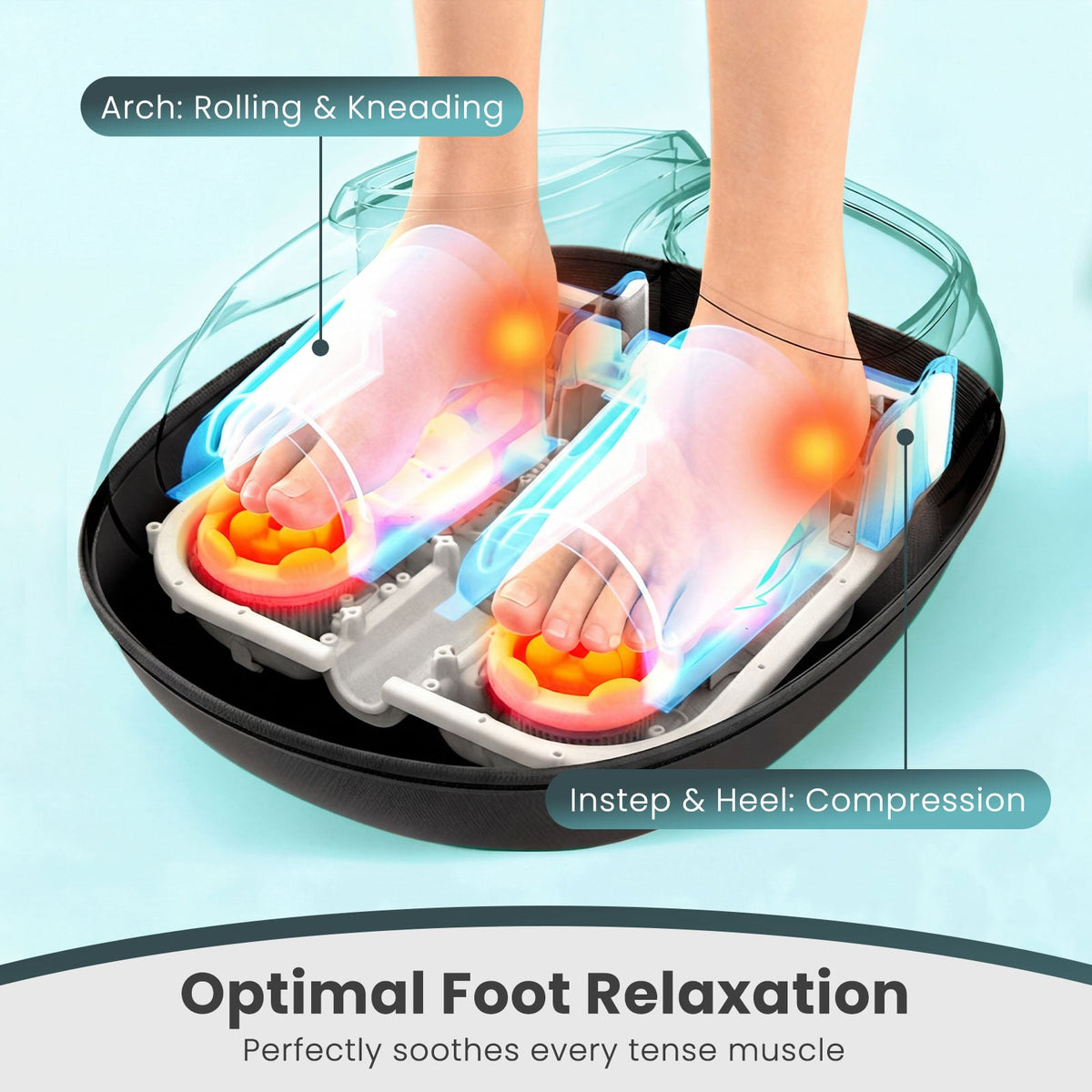 Shiatsu Foot Massager Machine with 2-Level Heat and Air Compression-Black-Foot Massager-DECOROLALA