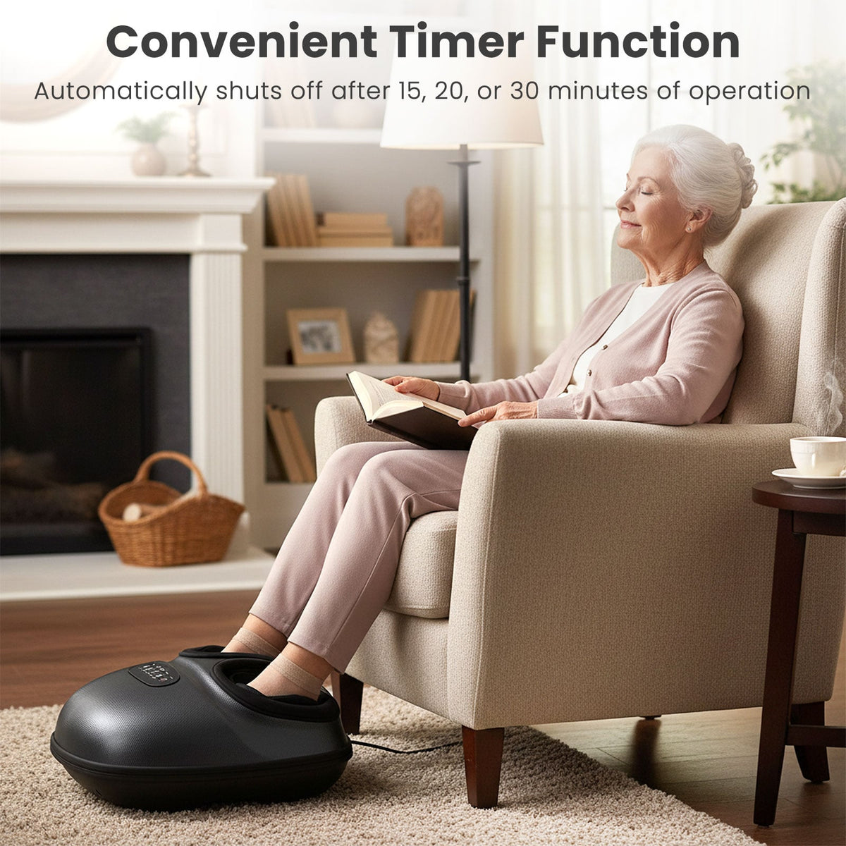 Shiatsu Foot Massager Machine with 2-Level Heat and Air Compression-Black-Foot Massager-DECOROLALA