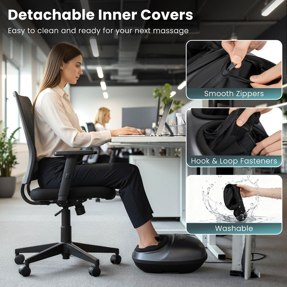 Shiatsu Foot Massager Machine with 2-Level Heat and Air Compression-Black-Foot Massager-DECOROLALA