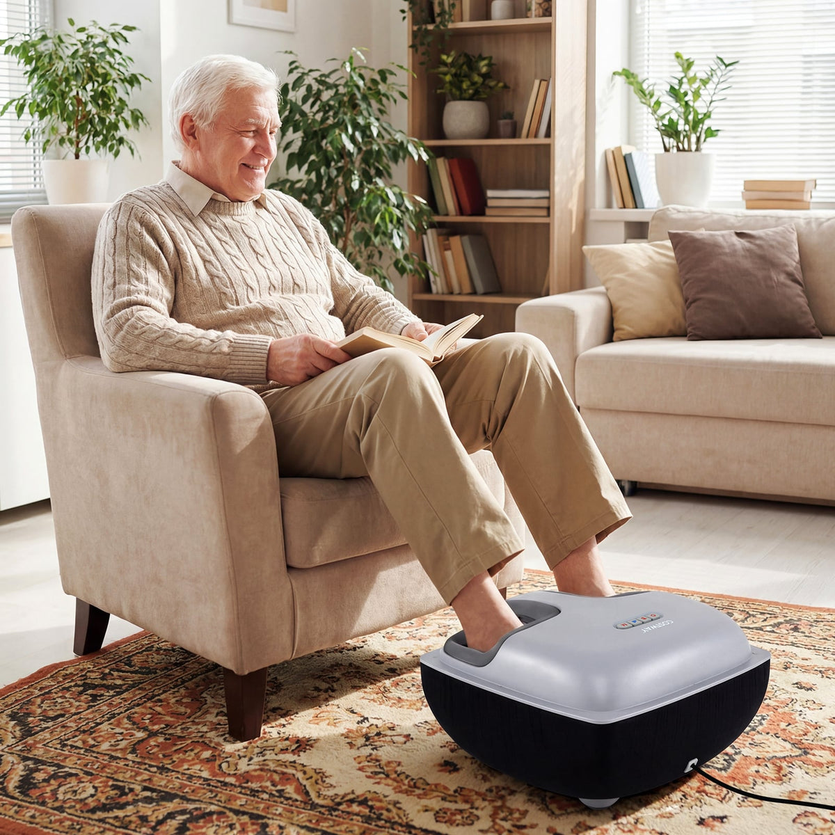 Shiatsu Foot Massager with 3-Level Deep Kneading and Air Compression-Black-Foot Massager-DECOROLALA