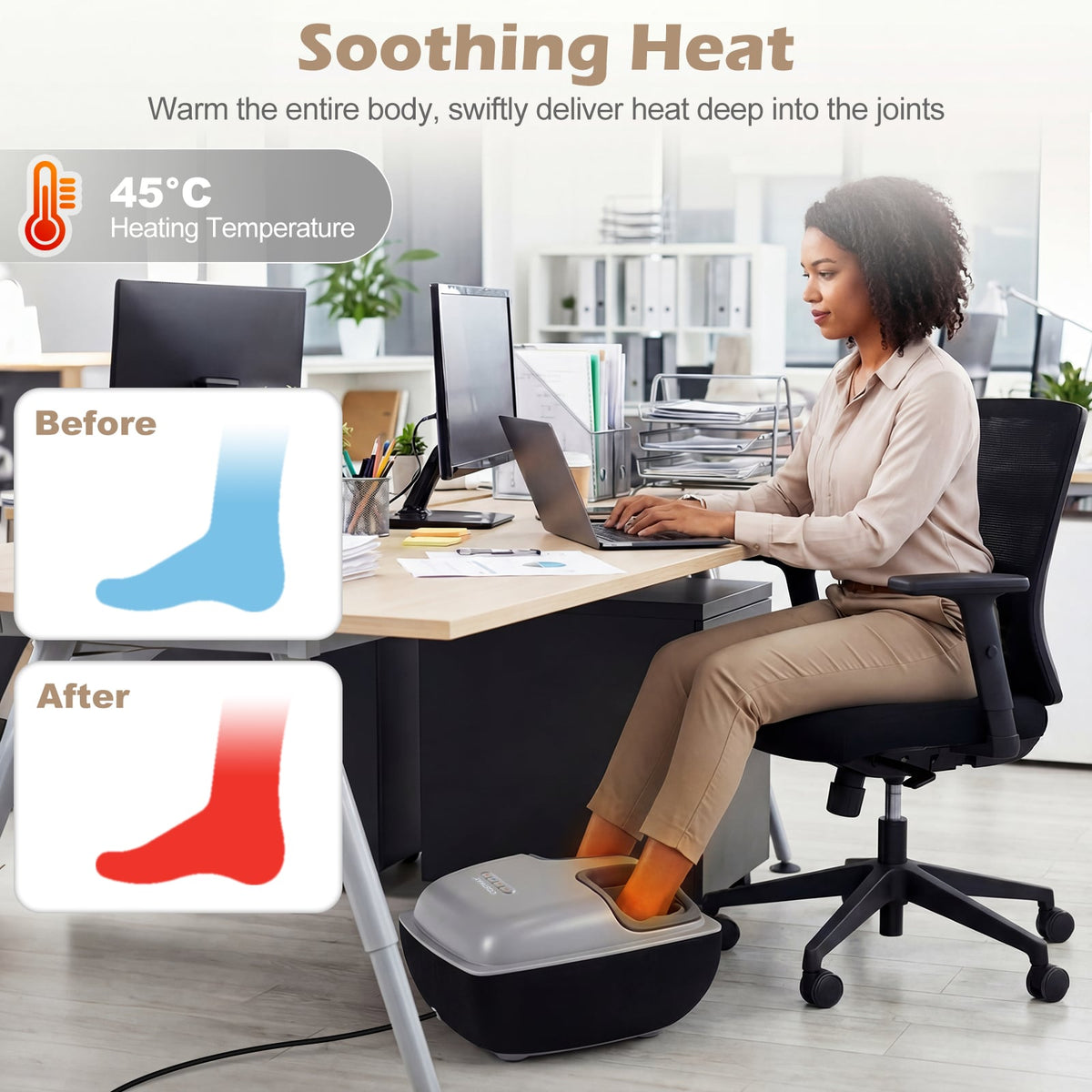 Shiatsu Foot Massager with 3-Level Deep Kneading and Air Compression-Black-Foot Massager-DECOROLALA