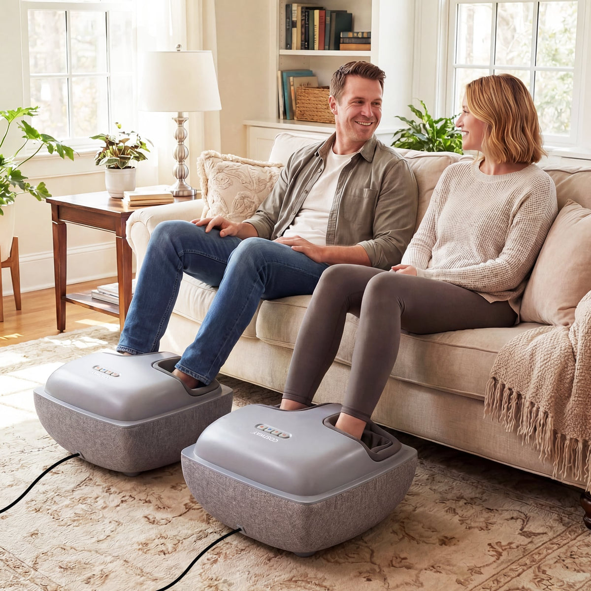Shiatsu Foot Massager with 3-Level Deep Kneading and Air Compression-Gray-Foot Massager-DECOROLALA