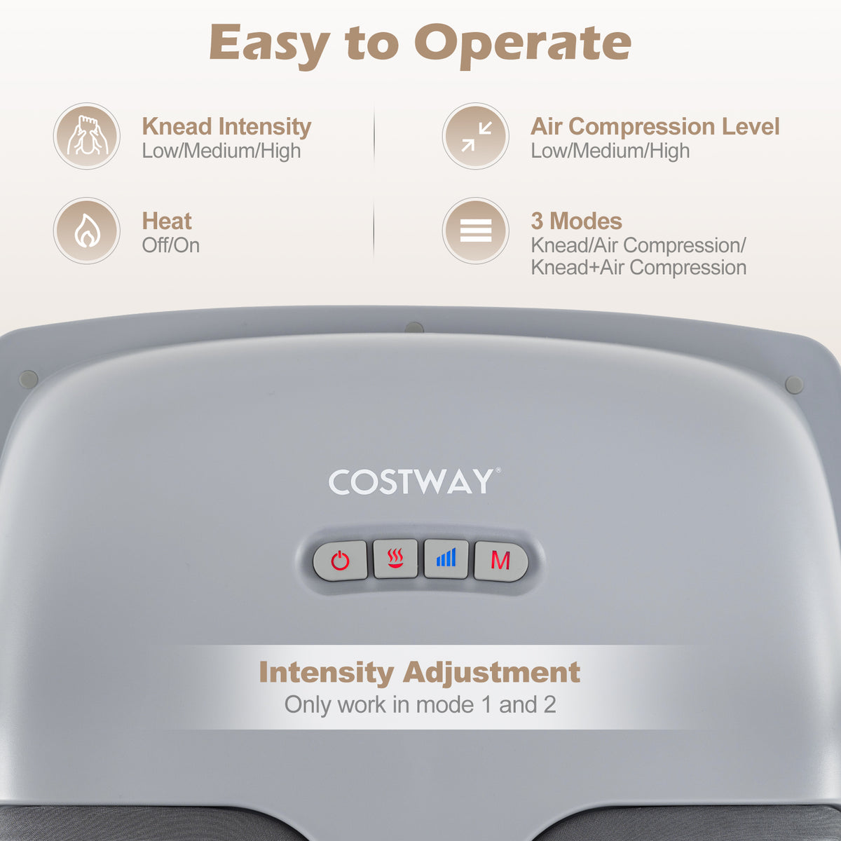Shiatsu Foot Massager with 3-Level Deep Kneading and Air Compression-Gray-Foot Massager-DECOROLALA