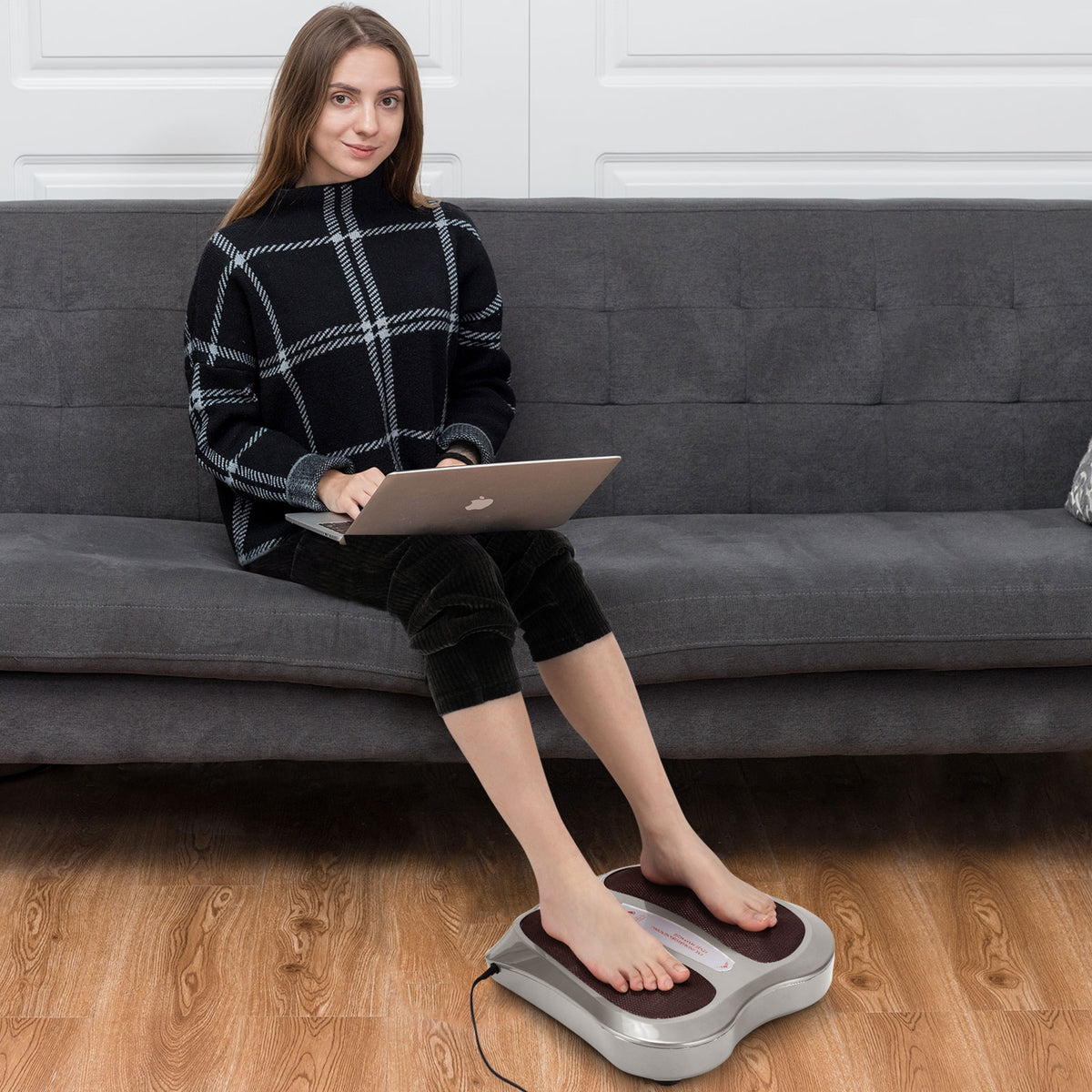 Shiatsu Heated Electric Kneading Foot and Back Massager-Silver-Foot Massagers-DECOROLALA