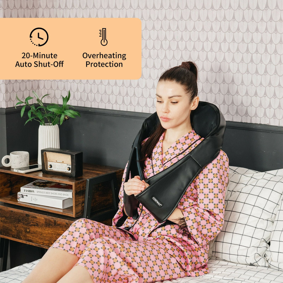 Shiatsu Neck Massager with Heat and Deep Tissue 3D-Kneading-Black-Back Massager-DECOROLALA