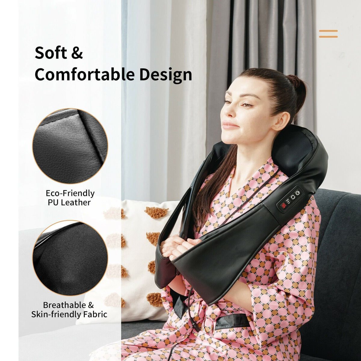 Shiatsu Neck Massager with Heat and Deep Tissue 3D-Kneading-Black-Back Massager-DECOROLALA
