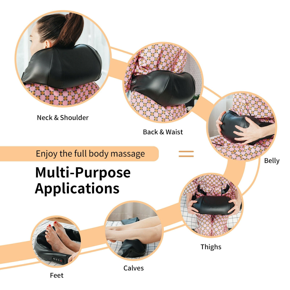 Shiatsu Neck Massager with Heat and Deep Tissue 3D-Kneading-Black-Back Massager-DECOROLALA