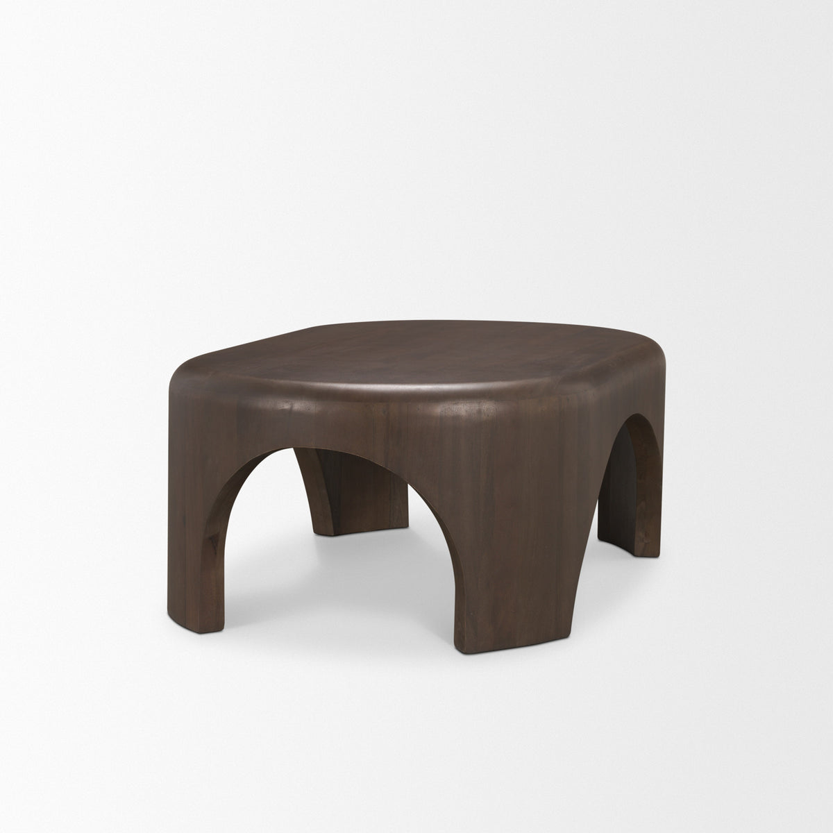Shima Oval Dark Brown Wood w/ Arched Legs Coffee Table-Coffee Tables-DECOROLALA