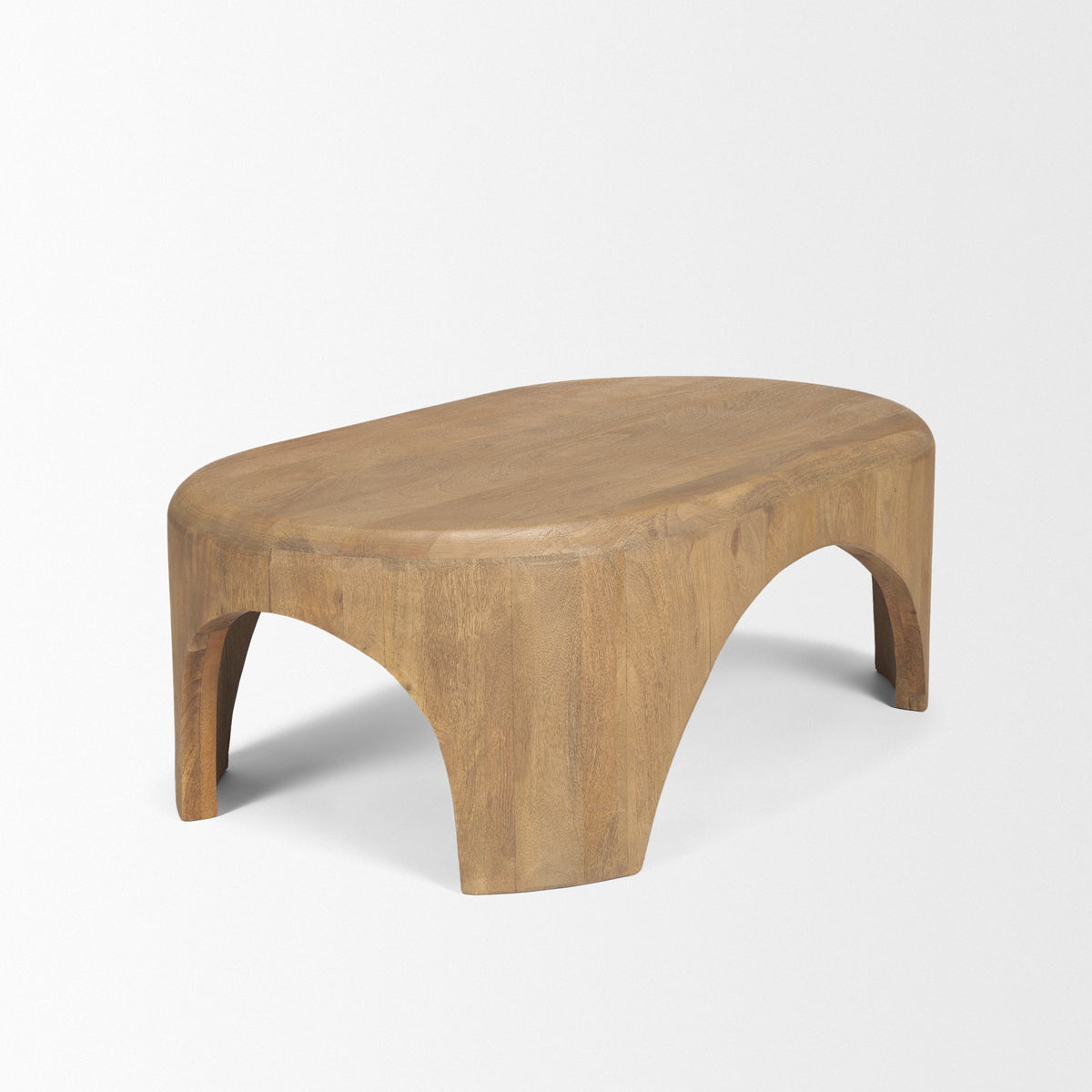 Shima Oval Dark Brown Wood w/ Arched Legs Coffee Table-Coffee Tables-DECOROLALA