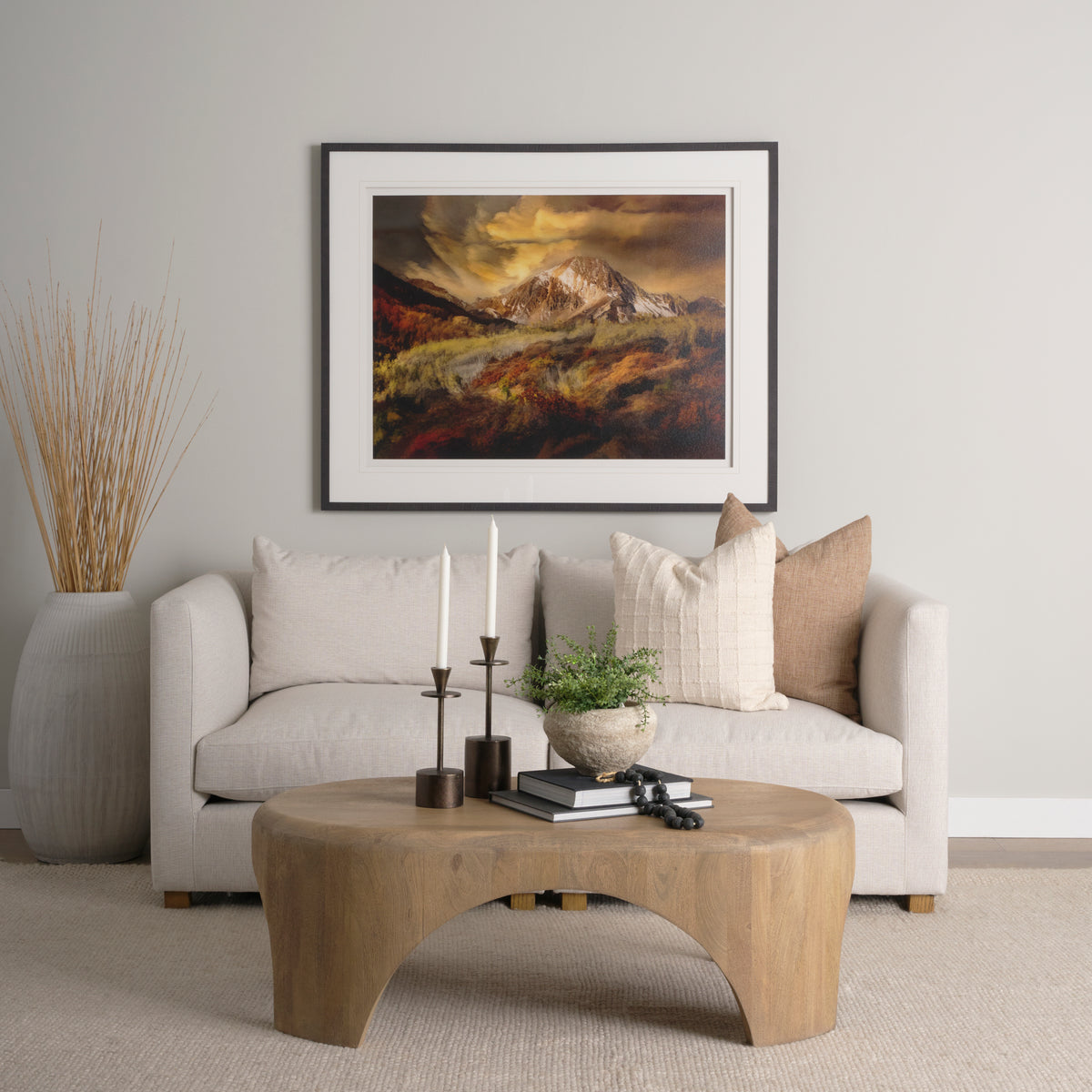 Shima Oval Dark Brown Wood w/ Arched Legs Coffee Table-Coffee Tables-DECOROLALA