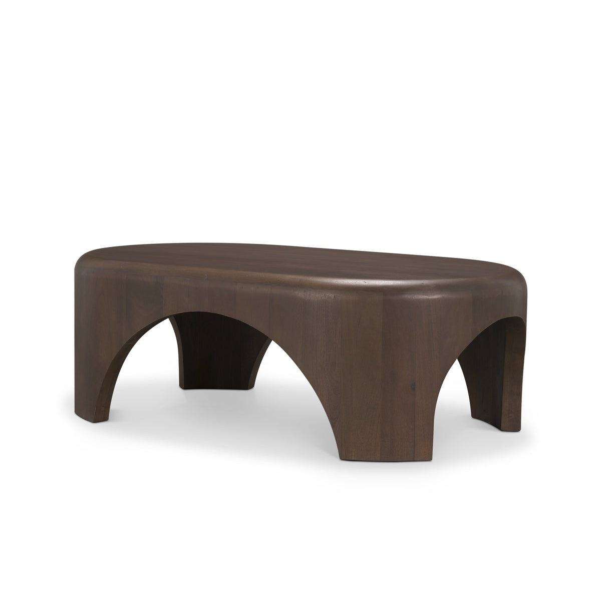 Shima Oval Dark Brown Wood w/ Arched Legs Coffee Table-Coffee Tables-DECOROLALA