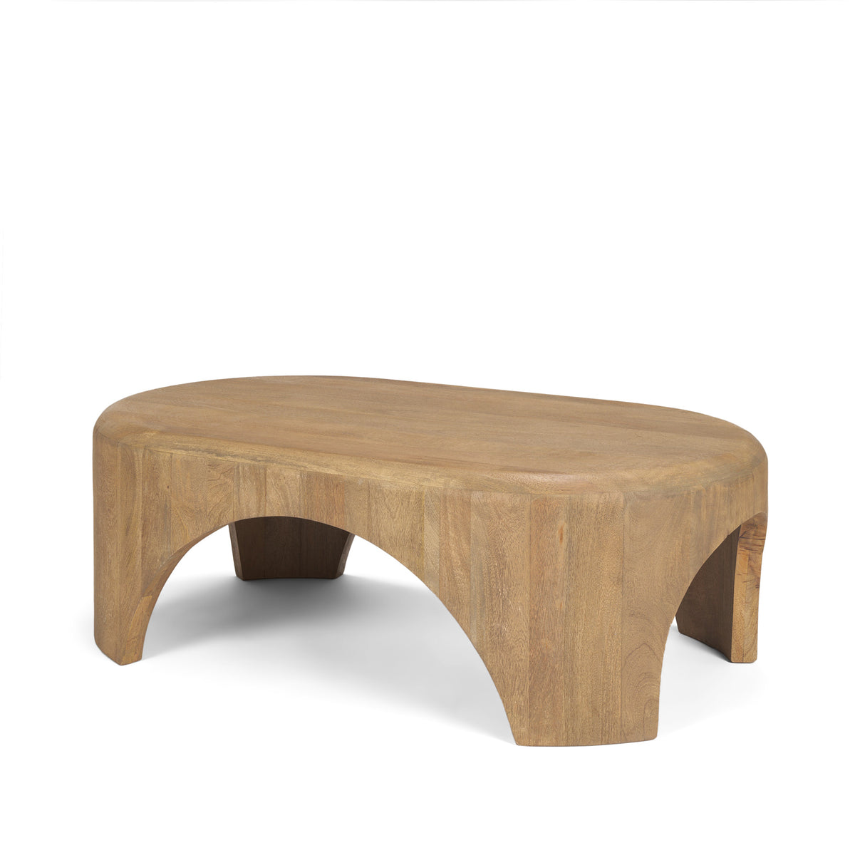 Shima Oval Dark Brown Wood w/ Arched Legs Coffee Table-Coffee Tables-DECOROLALA