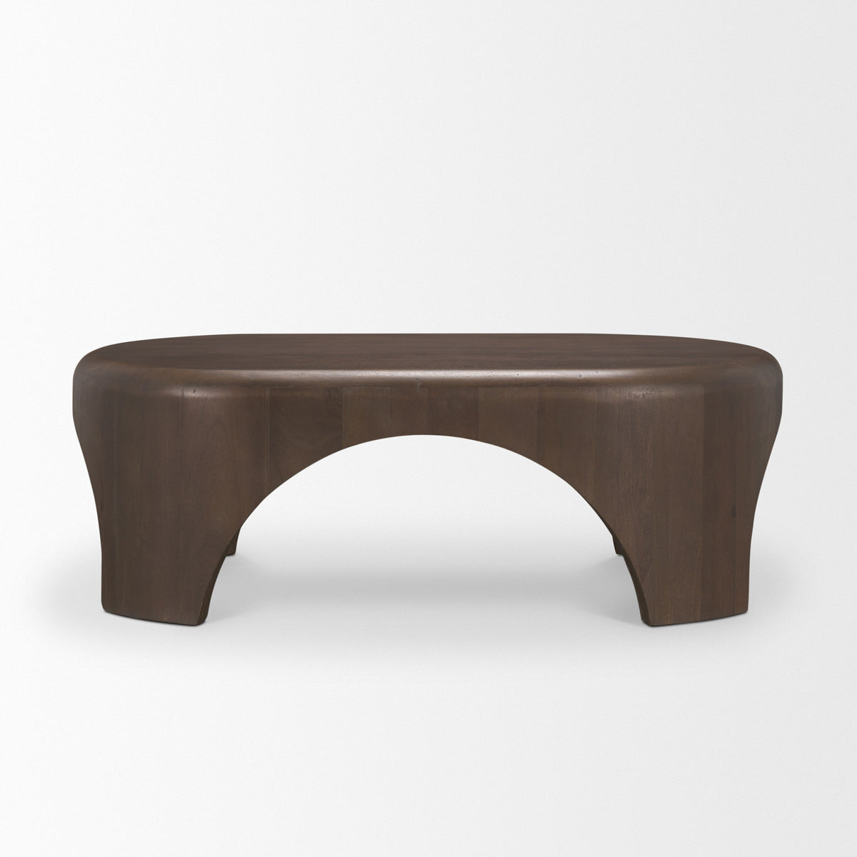 Shima Oval Dark Brown Wood w/ Arched Legs Coffee Table-Coffee Tables-DECOROLALA