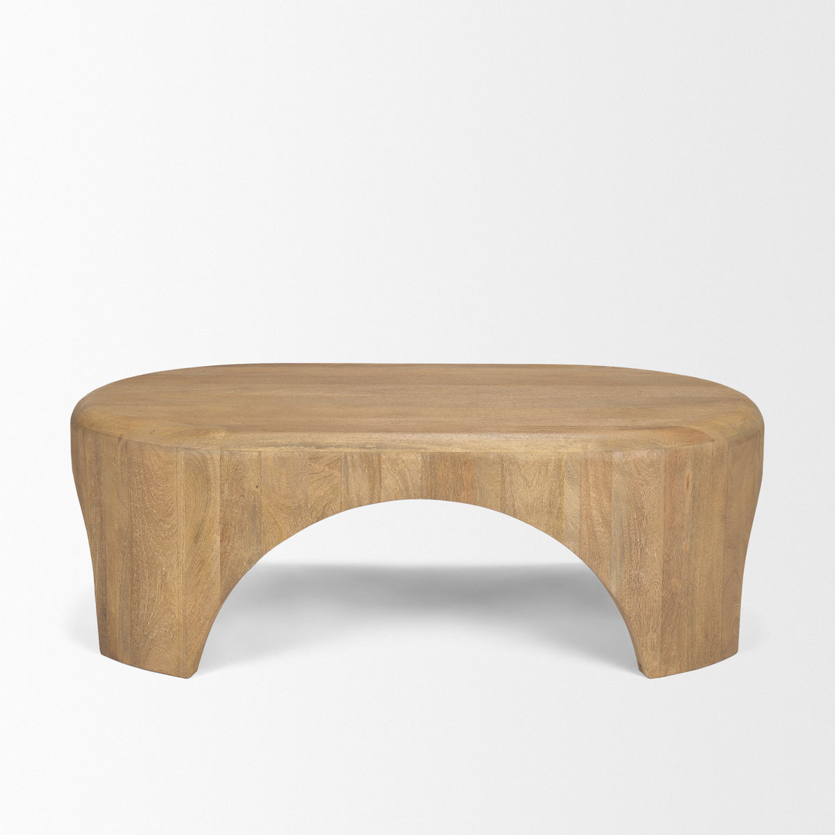 Shima Oval Dark Brown Wood w/ Arched Legs Coffee Table-Coffee Tables-DECOROLALA