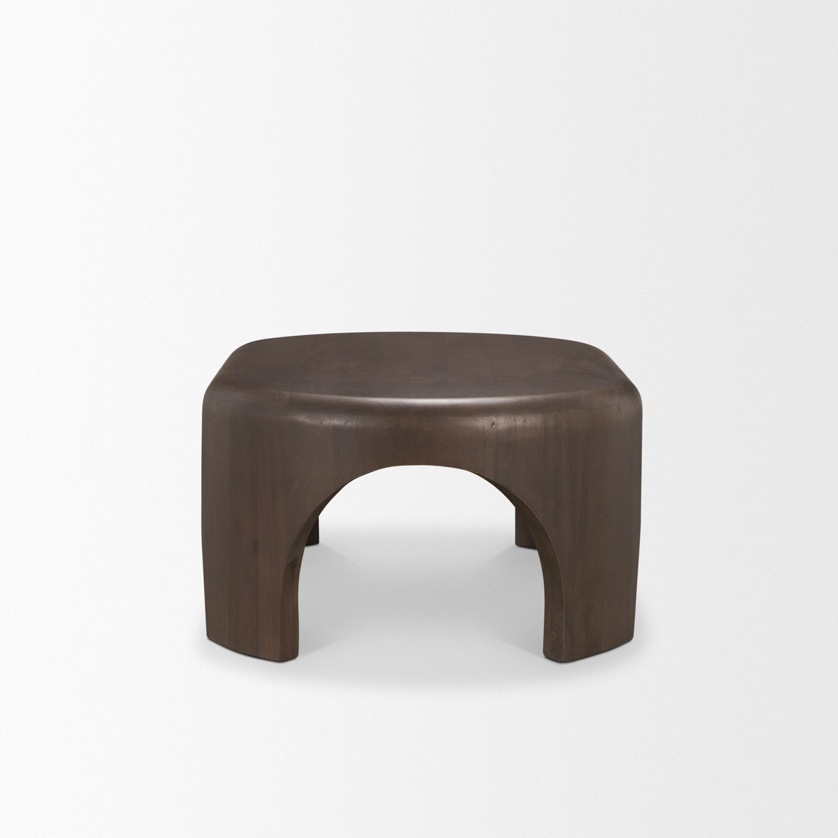 Shima Oval Dark Brown Wood w/ Arched Legs Coffee Table-Coffee Tables-DECOROLALA
