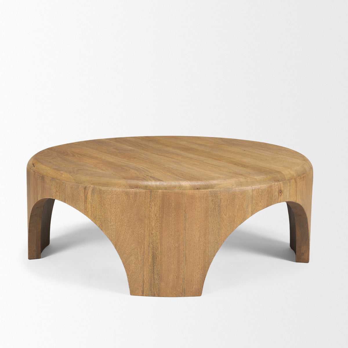 Shima Round Dark Brown Wood W/Arched Legs Coffee Table-Coffee Tables-DECOROLALA