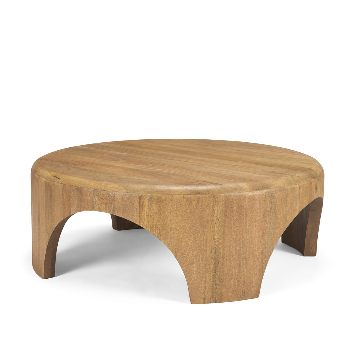Shima Round Dark Brown Wood W/Arched Legs Coffee Table-Coffee Tables-DECOROLALA