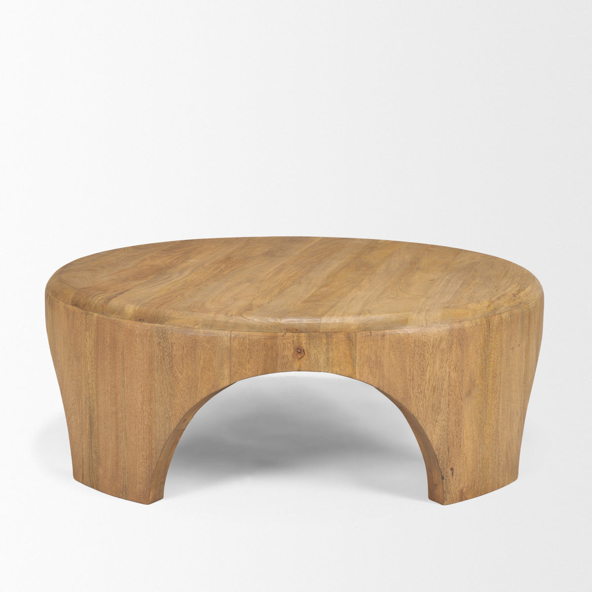 Shima Round Dark Brown Wood W/Arched Legs Coffee Table-Coffee Tables-DECOROLALA