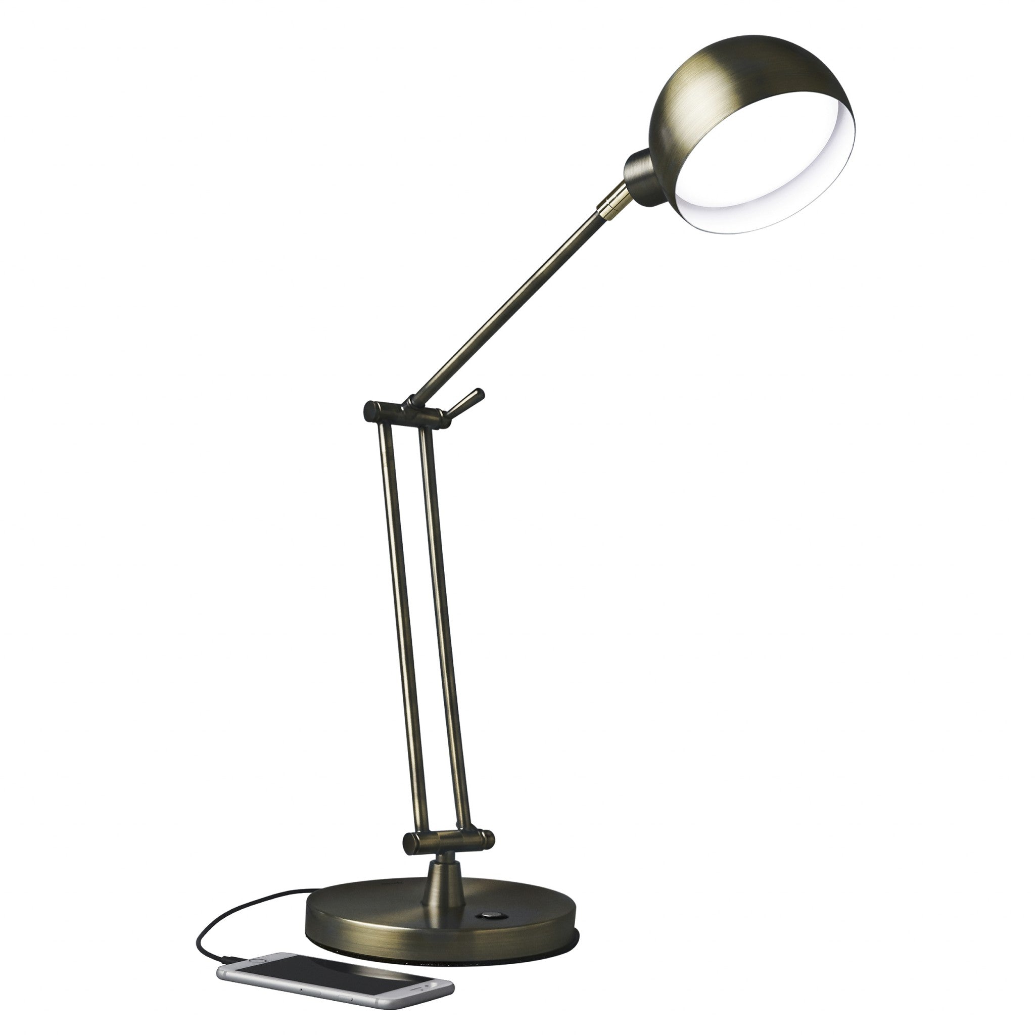 Shiny Satin Brass LED Adjustable Desk Lamp-Table Lamps-DECOROLALA