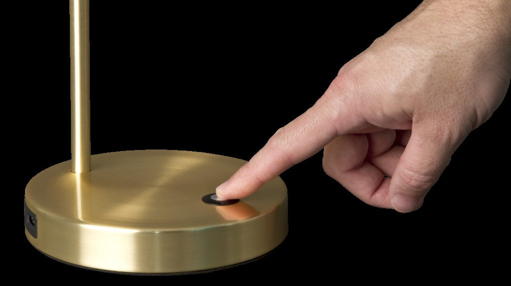 Shiny Satin Brass LED Adjustable Desk Lamp-Table Lamps-DECOROLALA