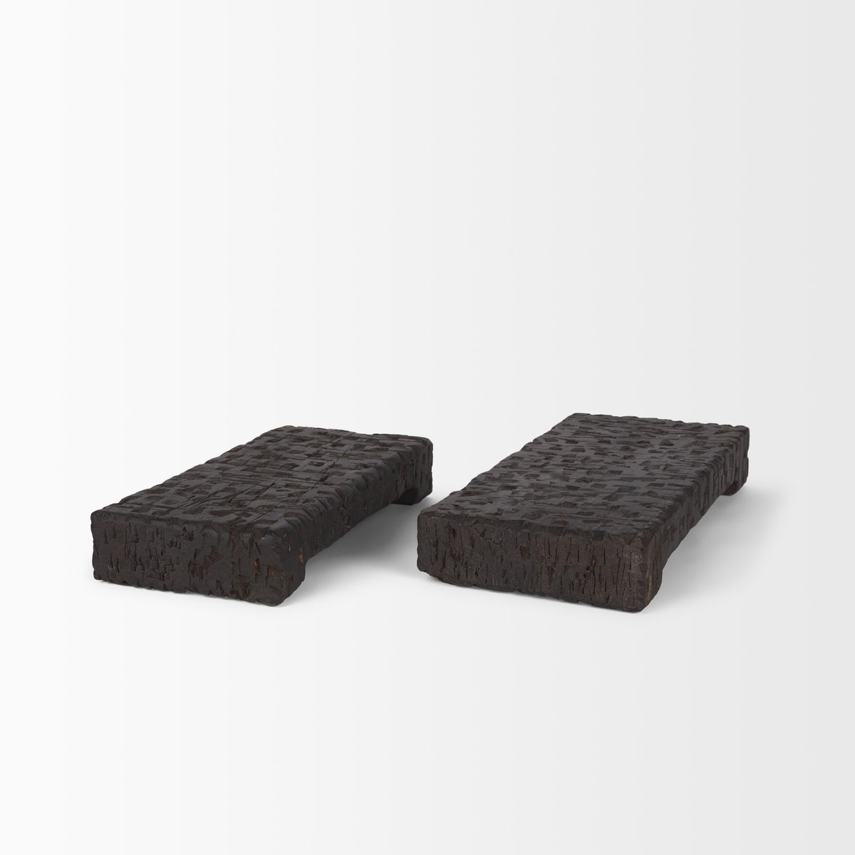 Shira Reclaimed Dark Brown Wooden Riser (Set of 2)-Trays-DECOROLALA