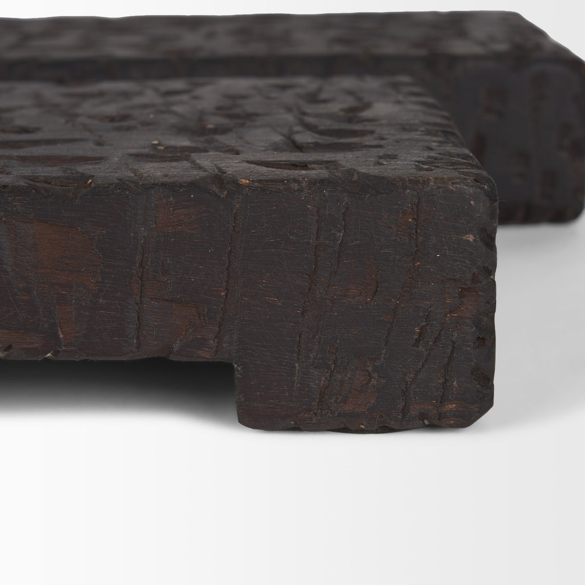 Shira Reclaimed Dark Brown Wooden Riser (Set of 2)-Trays-DECOROLALA
