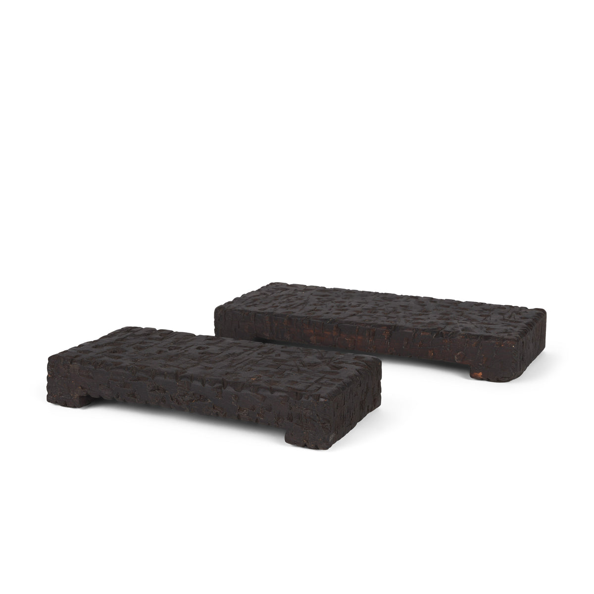 Shira Reclaimed Wood Risers - Dark Brown-Decorative Trays-DECOROLALA