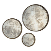 Shire 20/15/10" Tall Round Wall Mirror, Grey-Mirror-DECOROLALA