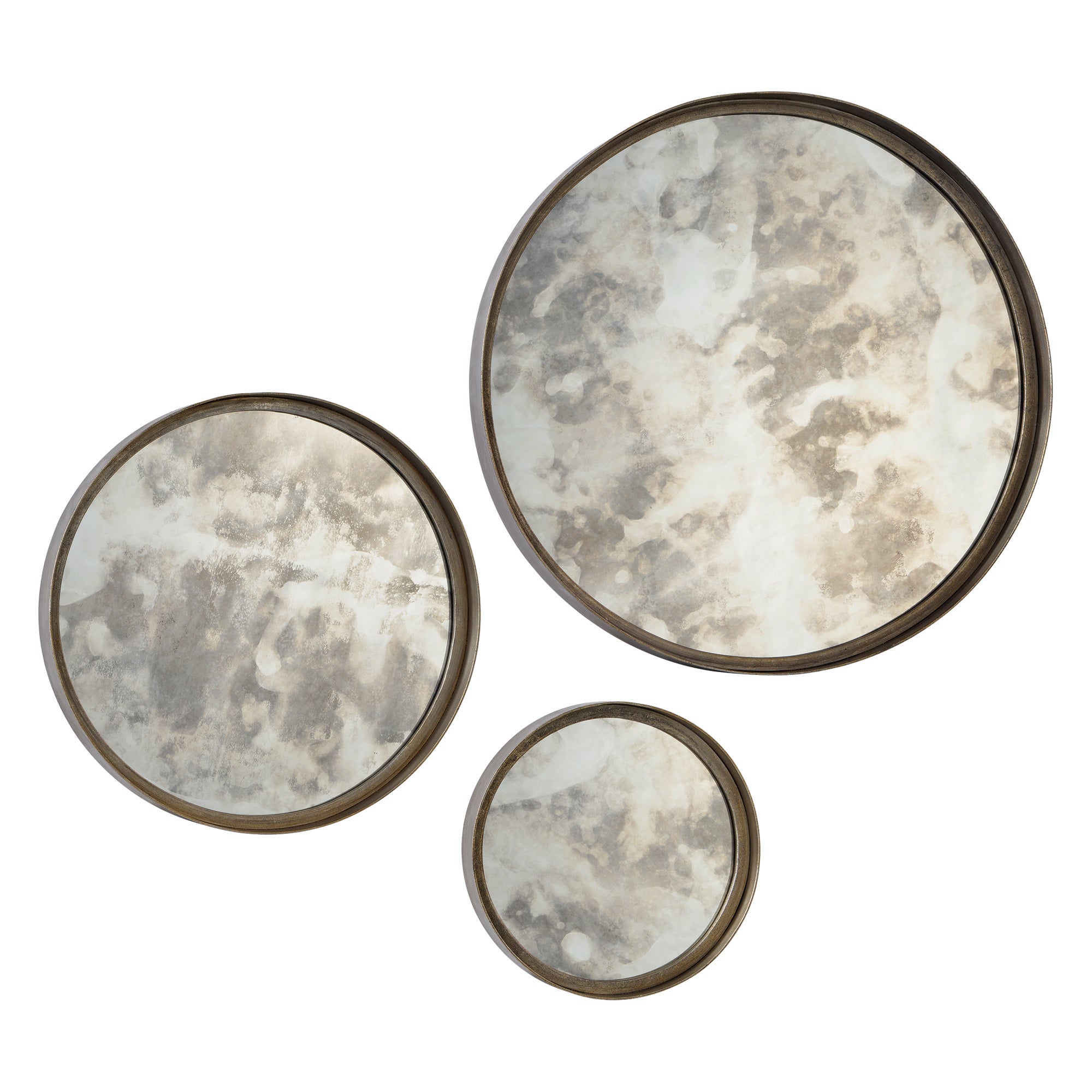 Shire 20/15/10" Tall Round Wall Mirror, Grey-Mirror-DECOROLALA