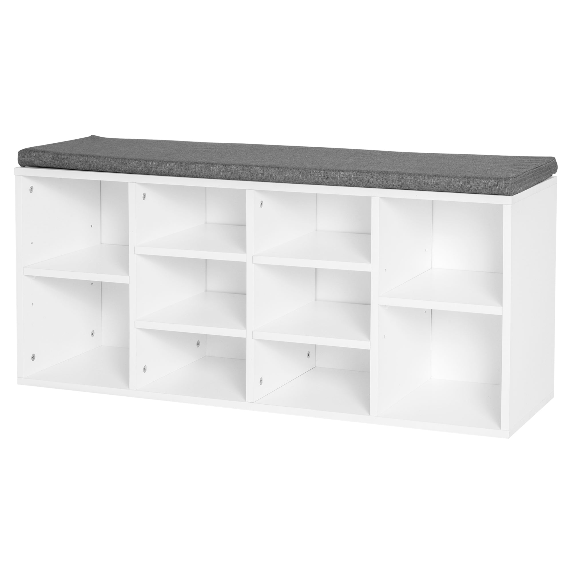 Shoe Bench with Storage - White Upholstered Entryway Bench-Home Furnishings > Storage & Organization > Shoe Storage Cabinets & Racks-DECOROLALA