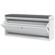 Shoe Bench with Upholstered Seat - White 39" Storage Bench-Home Furnishings > Storage & Organization > Shoe Storage Cabinets & Racks-DECOROLALA