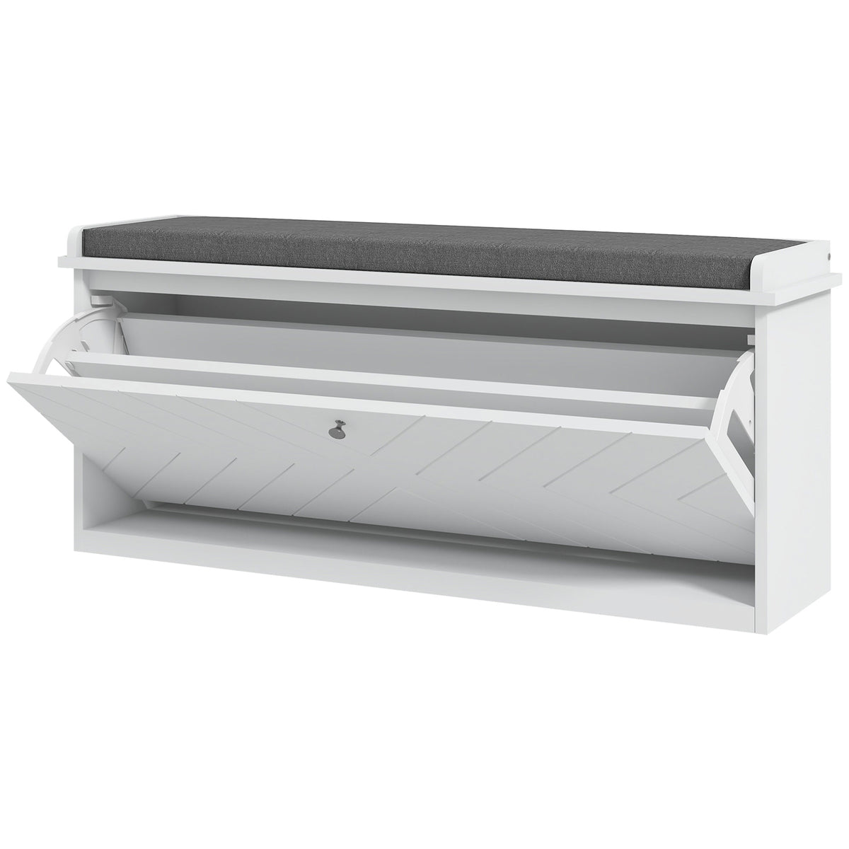 Shoe Bench with Upholstered Seat - White 39" Storage Bench-Home Furnishings > Storage & Organization > Shoe Storage Cabinets & Racks-DECOROLALA