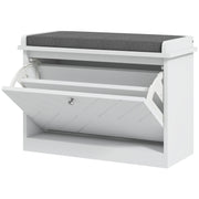 Shoe Bench with Upholstered Seat - White Storage Ottoman-Home Furnishings > Storage & Organization > Shoe Storage Cabinets & Racks-DECOROLALA