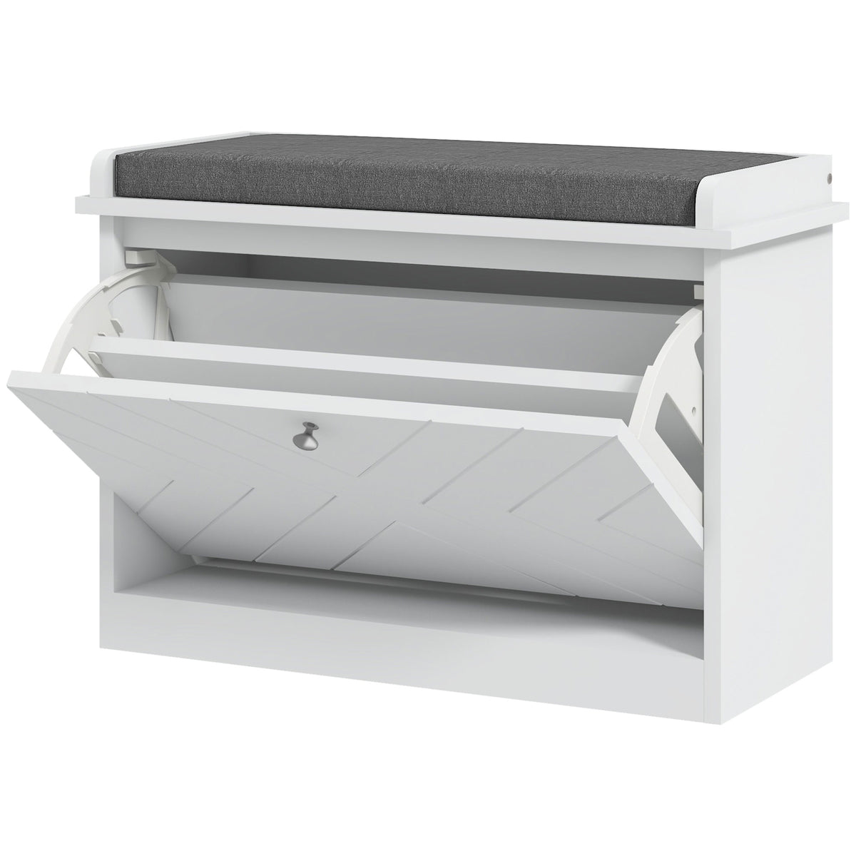 Shoe Bench with Upholstered Seat - White Storage Ottoman-Home Furnishings > Storage & Organization > Shoe Storage Cabinets & Racks-DECOROLALA